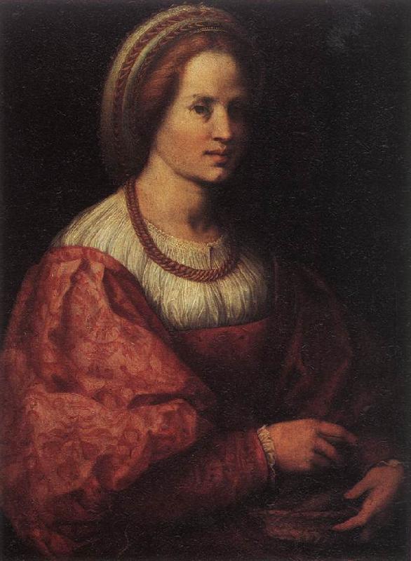 Andrea del Sarto Portrait of a Woman with a Basket of Spindles oil painting image